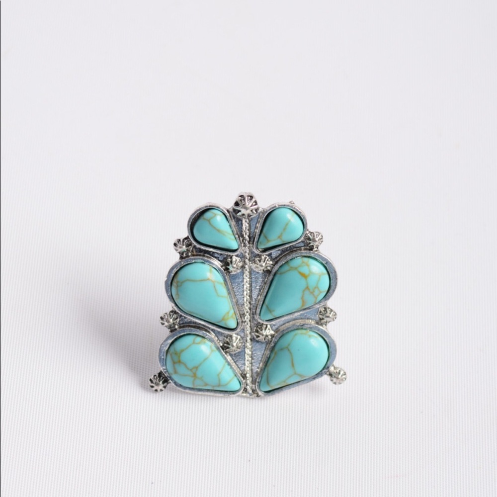 Turquoise Bloom Adjustable Ring - Picture 3 of 6